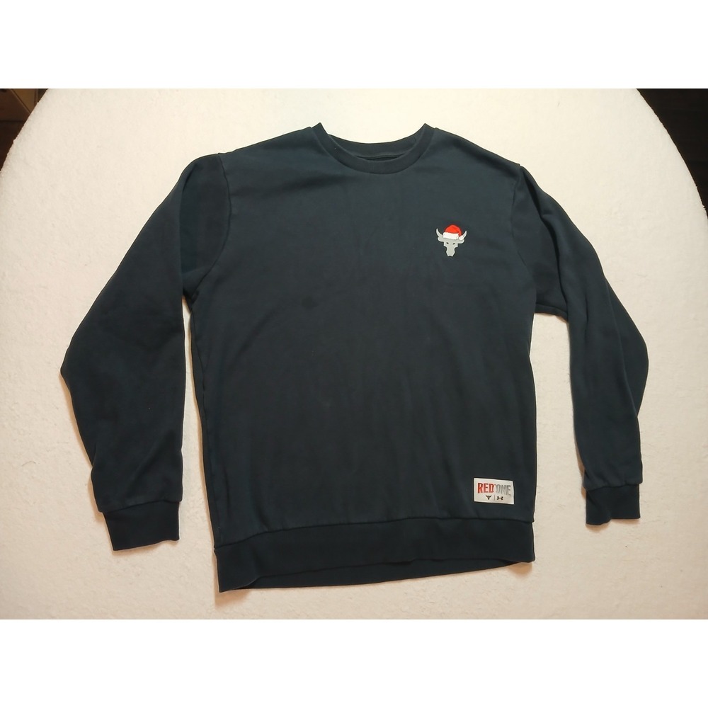 Under Armour Project Rock Red One Sleighin Gains Men's M Crewneck Pullover XMAS